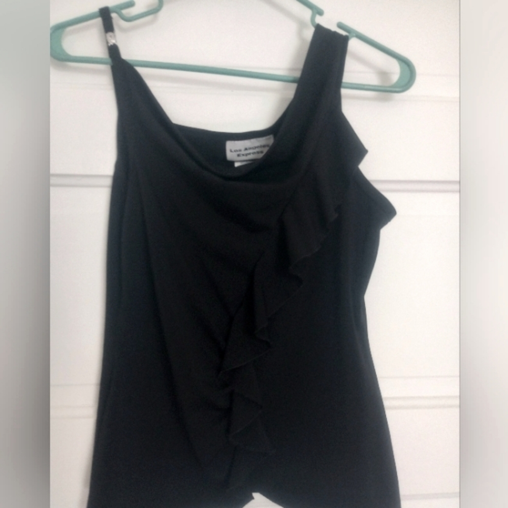 Black Tank Ruffle Front
